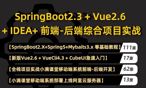 20年新版springboot 2.3视频教程mybatis/vue/cubeui项目实战课程